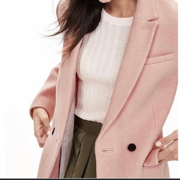 BANANA REPUBLIC PINK DOUBLE-BREASTED COAT PINK BLUSH MEDIUM - Picture 3 of 16